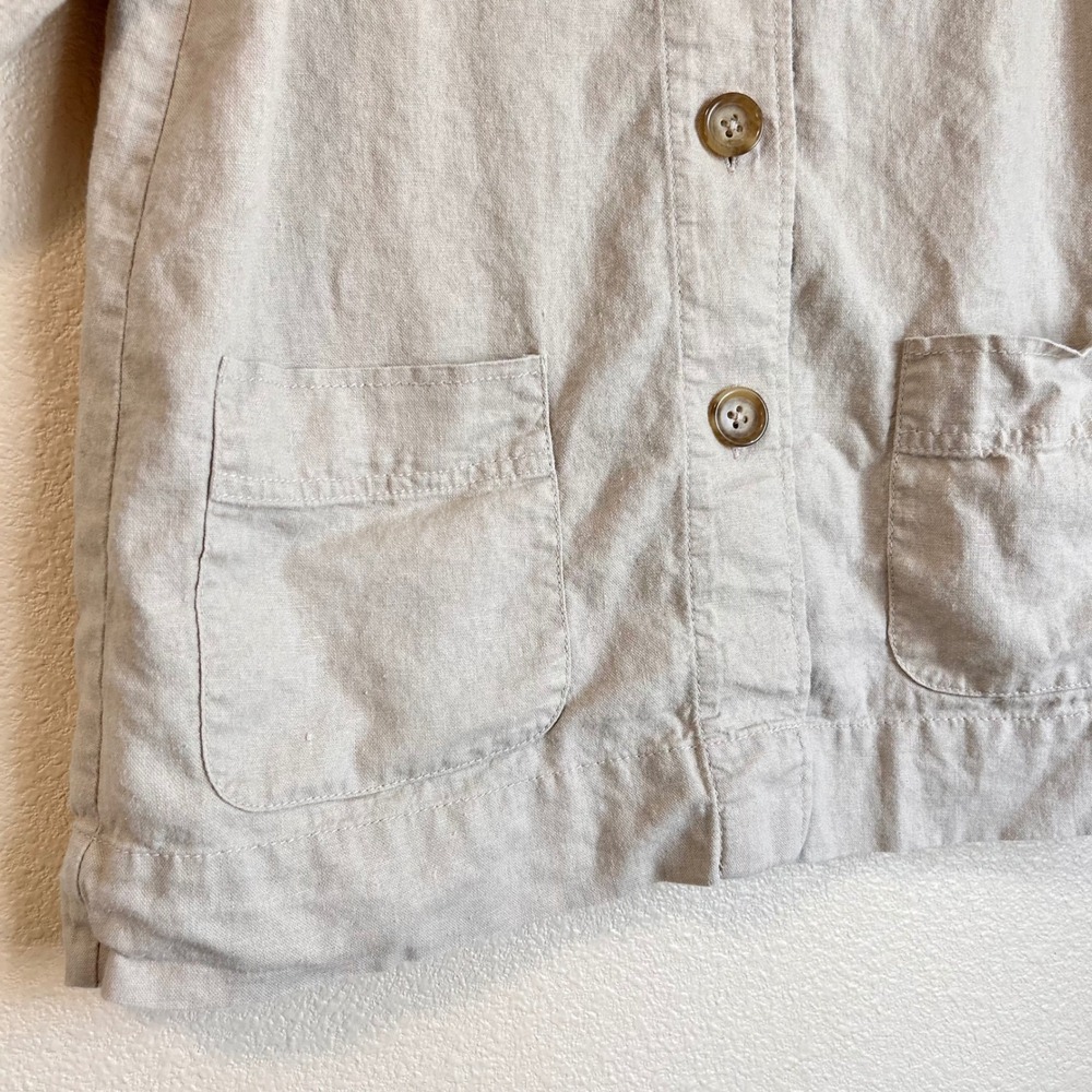 Pendleton Womens Linen Blend Chore Jacket Beige Button  Utility shirt XS FLAWS - Picture 6 of 11